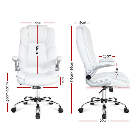 Artiss White Executive PU Leather Office Chair High-Back with Tilt Function — Allure Home Collections