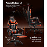 Onslow Gaming Chair with Footrest, Orange, view 5