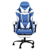Exmouth Gaming Chair with Footrest, Blue and White, view 3