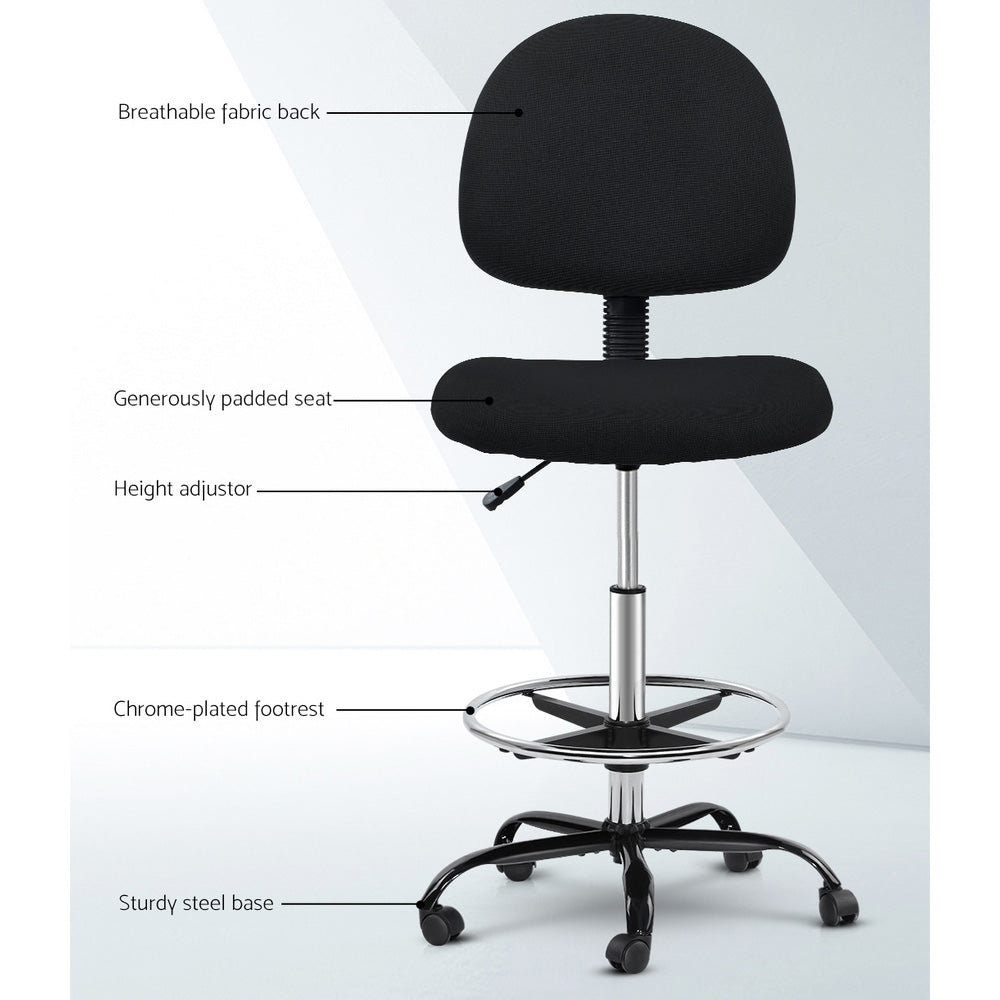 Artiss Black Fabric Drafting Stool Sleek Timeless Design — Allure Home Collections