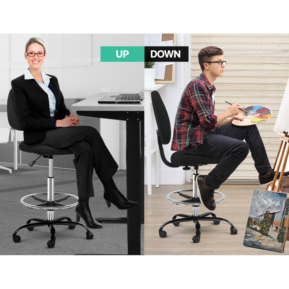 Artiss Black Fabric Drafting Stool Sleek Timeless Design — Allure Home Collections