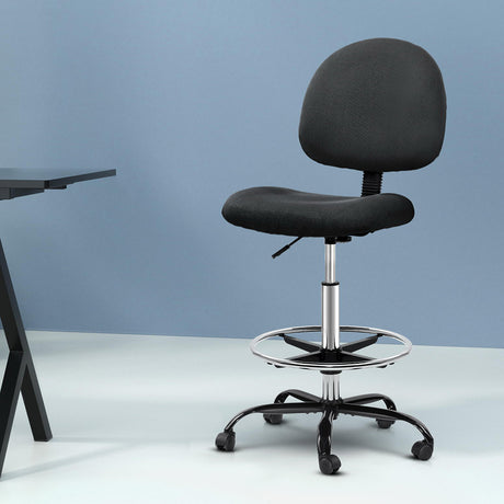 Artiss Black Fabric Drafting Stool Sleek Timeless Design — Allure Home Collections