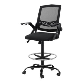 Cunderdin black mesh drafting chair with adjustable chrome footrest ring