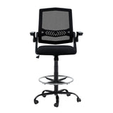 Cunderdin black mesh drafting chair with adjustable chrome footrest ring