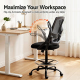 Cunderdin black mesh drafting chair with adjustable chrome footrest ring