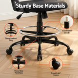 Cunderdin black mesh drafting chair with adjustable chrome footrest ring