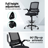 Artiss Black Mesh Drafting Stool with Thick Padded Seat — Allure Home Collections