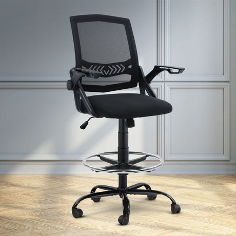 Artiss Black Mesh Drafting Stool with Thick Padded Seat — Allure Home Collections