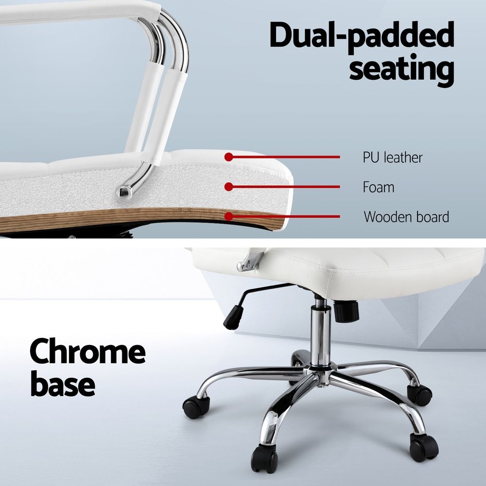 Jurien Bay white faux leather executive office chair, view 6