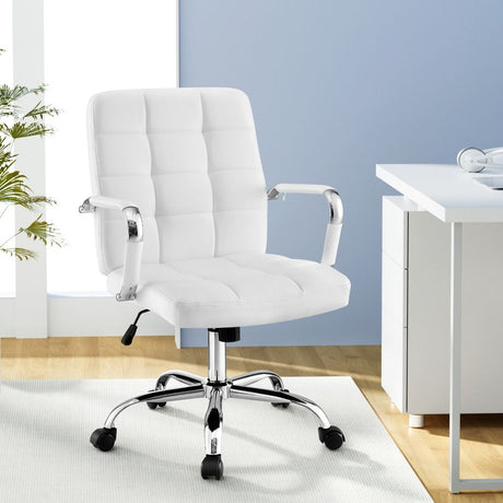 Jurien Bay white faux leather executive office chair, view 7