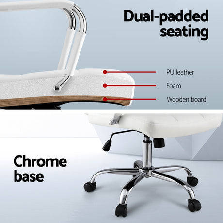Artiss PU Leather Mid-Back Office Chair Chrome Base — Allure Home Collections