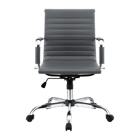 Artiss Mid-Back PU Leather Office Chair Grey 360-Degree Swivel — Allure Home Collections