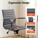 Artiss Mid-Back PU Leather Office Chair Grey 360-Degree Swivel — Allure Home Collections