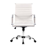 Artiss Mid-Back White PU Leather Office Chair 360-Degree Swivel — Allure Home Collections
