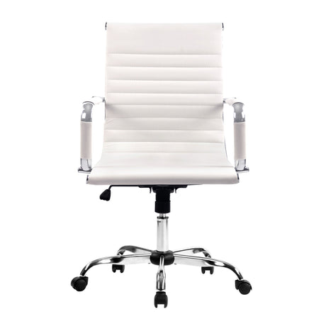 Artiss Mid-Back White PU Leather Office Chair 360-Degree Swivel — Allure Home Collections