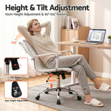 Artiss Mid-Back White PU Leather Office Chair 360-Degree Swivel — Allure Home Collections