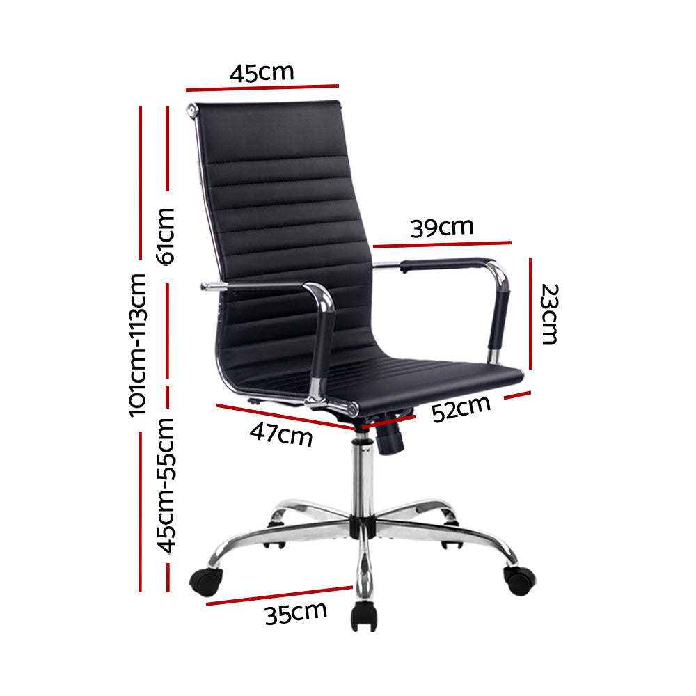 Pemberton black faux leather executive office chair with high back