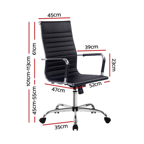 Pemberton black faux leather executive office chair with high back