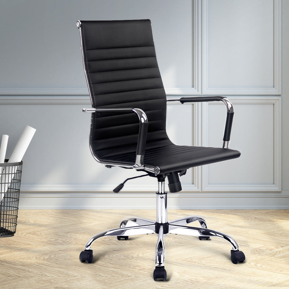 Pemberton black faux leather executive office chair with high back