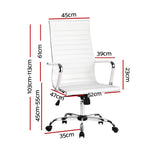 Artiss White High-Back PU Leather Office Chair Full Spine Support — Allure Home Collections