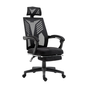 Nungarin black mesh recliner office chair with Y shaped back frame in a home office