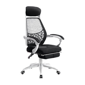 Ravensthorpe black and white mesh recliner office chair in a home office