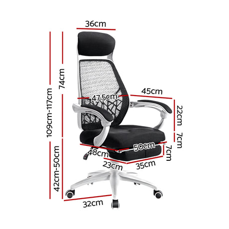 Artiss Mesh Recliner Office Chair Black and White — Allure Home Collections