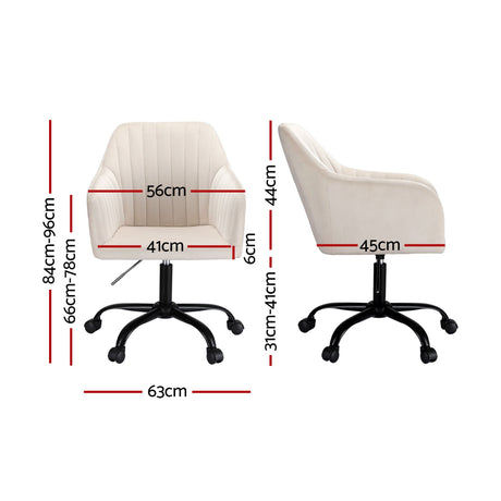 Coral Bay cream velvet office chair
