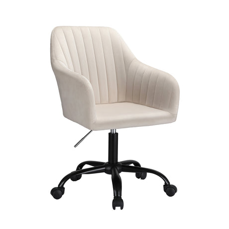 Artiss Cream Velvet Mid-Back Office Chair Dual-Padded Seat — Allure Home Collections