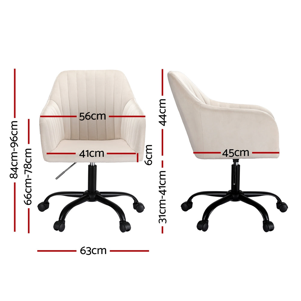 Artiss Cream Velvet Mid-Back Office Chair Dual-Padded Seat — Allure Home Collections