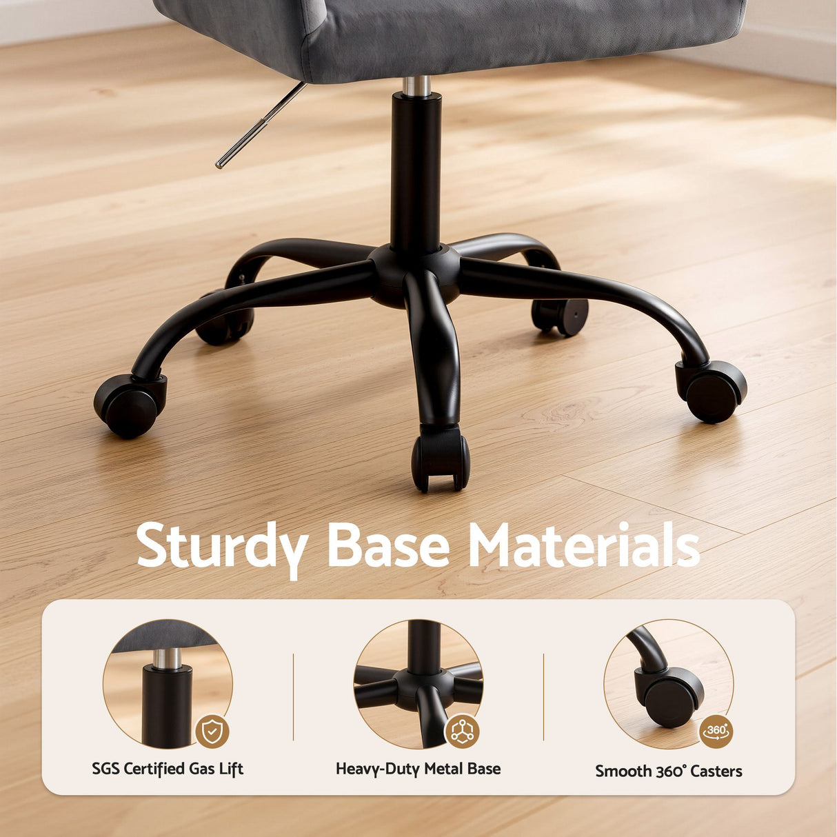 Coral Bay dark grey velvet office chair