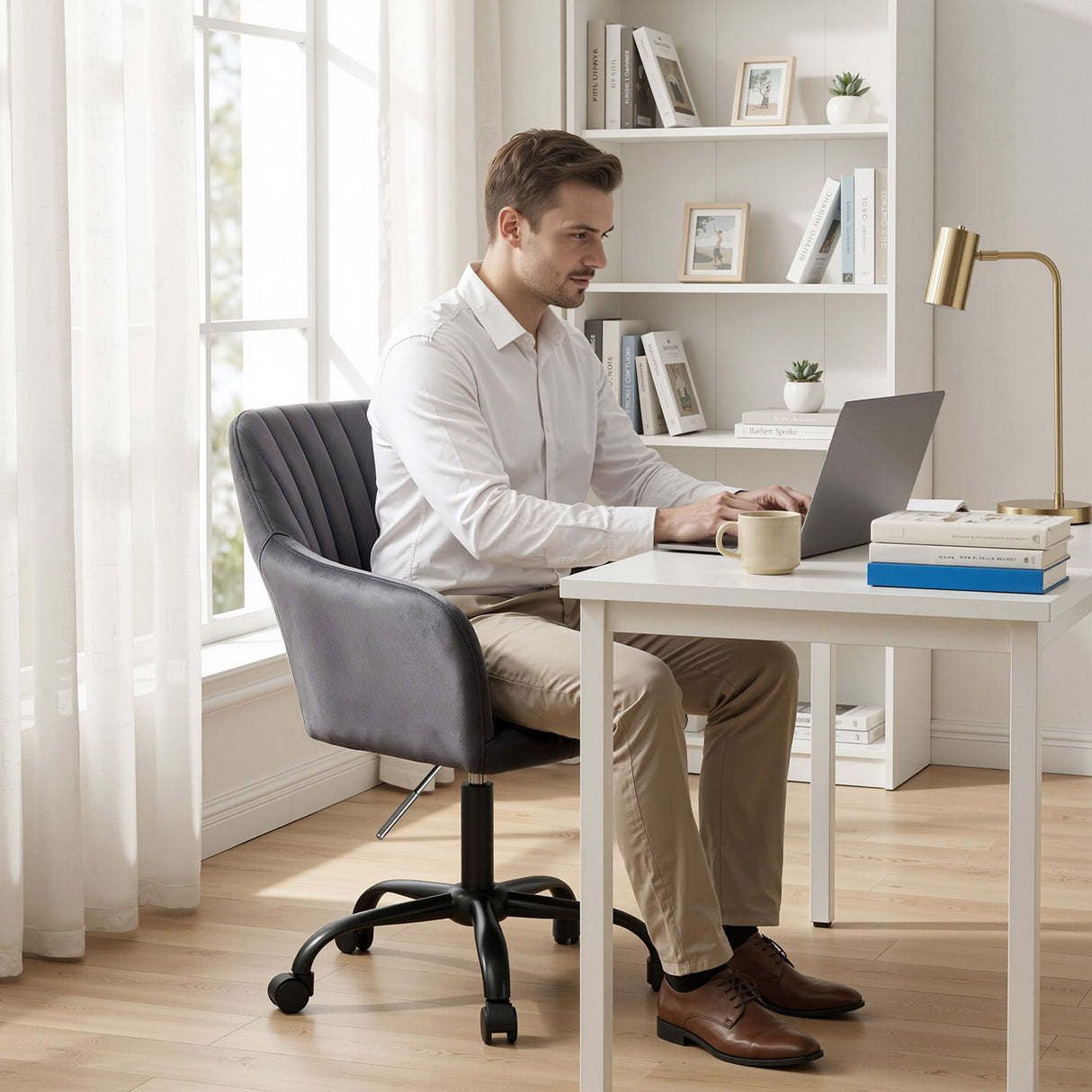 Coral Bay dark grey velvet office chair