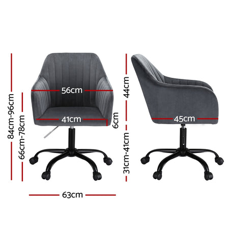 Artiss Dark Grey Velvet Mid-Back Office Chair Dual-Padded Seat — Allure Home Collections