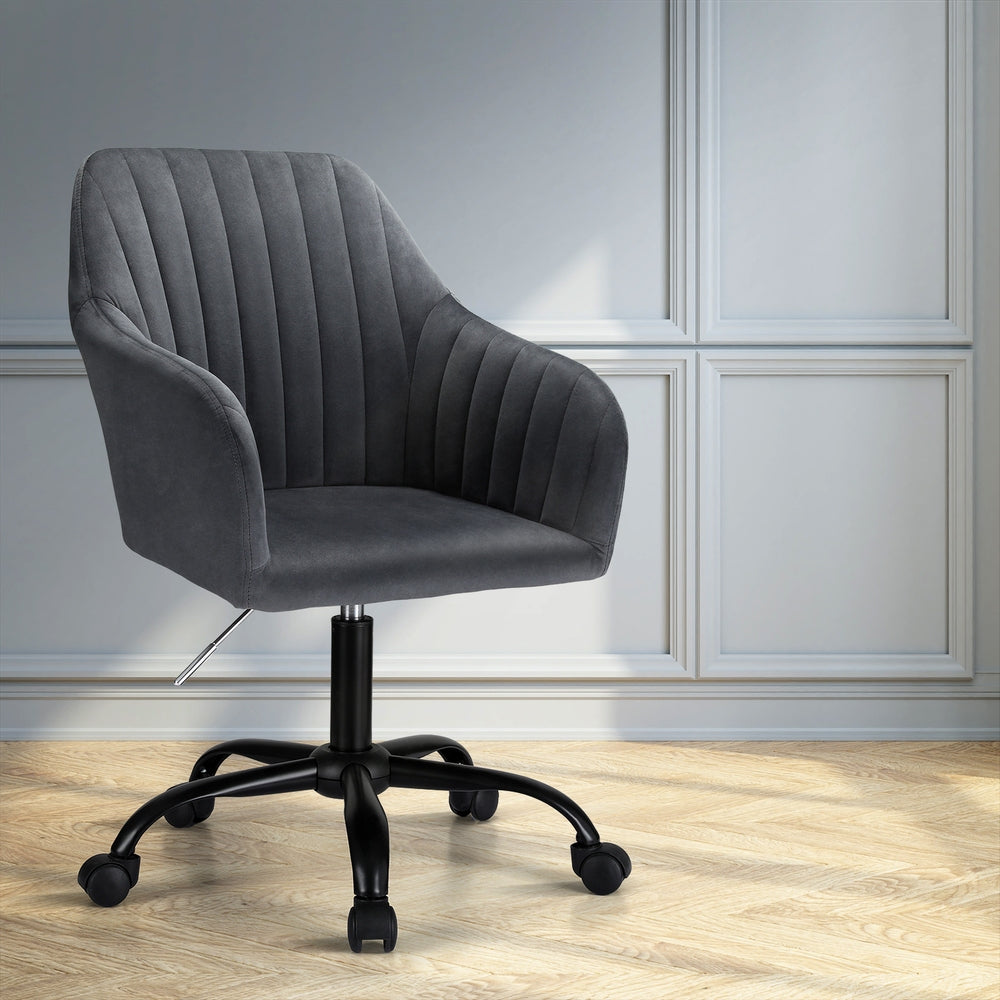 Artiss Dark Grey Velvet Mid-Back Office Chair Dual-Padded Seat — Allure Home Collections