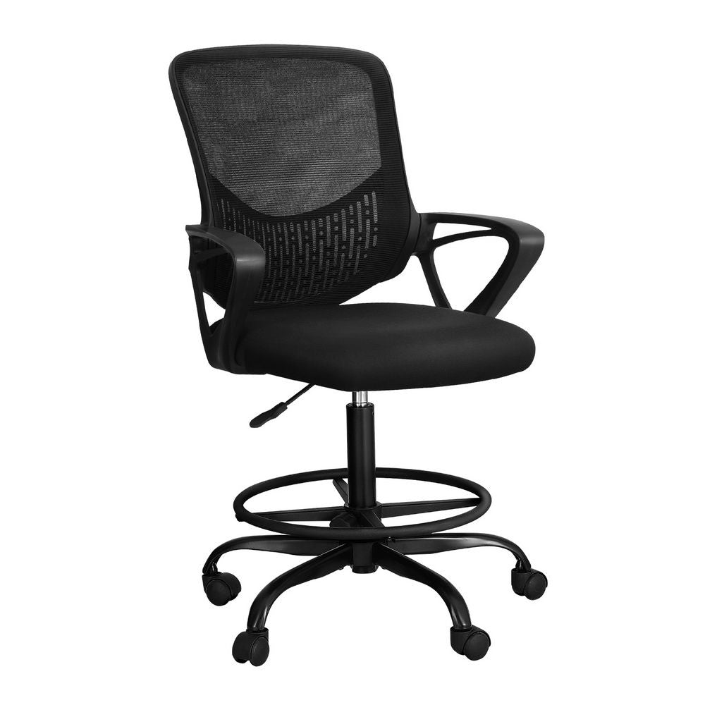 Mandurah black mesh drafting chair with footrest ring