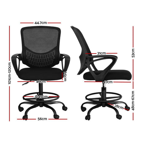 Mandurah black mesh drafting chair with footrest ring