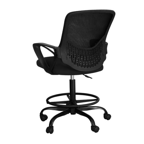 Mandurah black mesh drafting chair with footrest ring