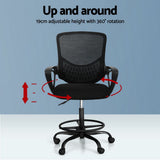Mandurah black mesh drafting chair with footrest ring