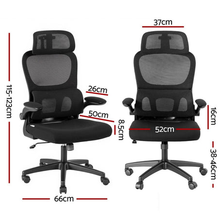 New Norcia black high back ergonomic mesh office chair with adjustable headrest