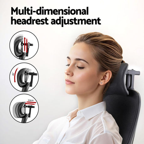 New Norcia black high back ergonomic mesh office chair with adjustable headrest