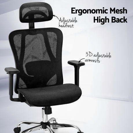 Artiss Black Ergonomic Reclining Office Chair — Allure Home Collections