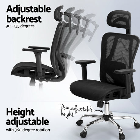 Artiss Black Ergonomic Reclining Office Chair — Allure Home Collections