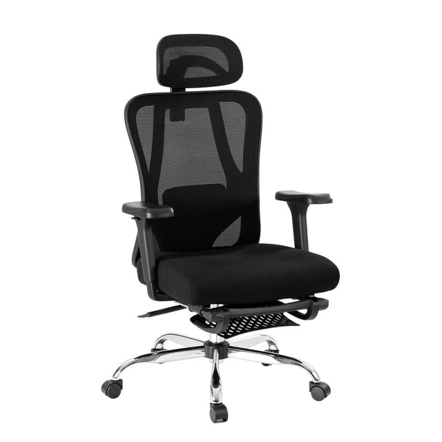 Denham black mesh ergonomic office chair with footrest