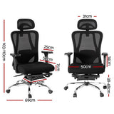 Denham black mesh ergonomic office chair with footrest