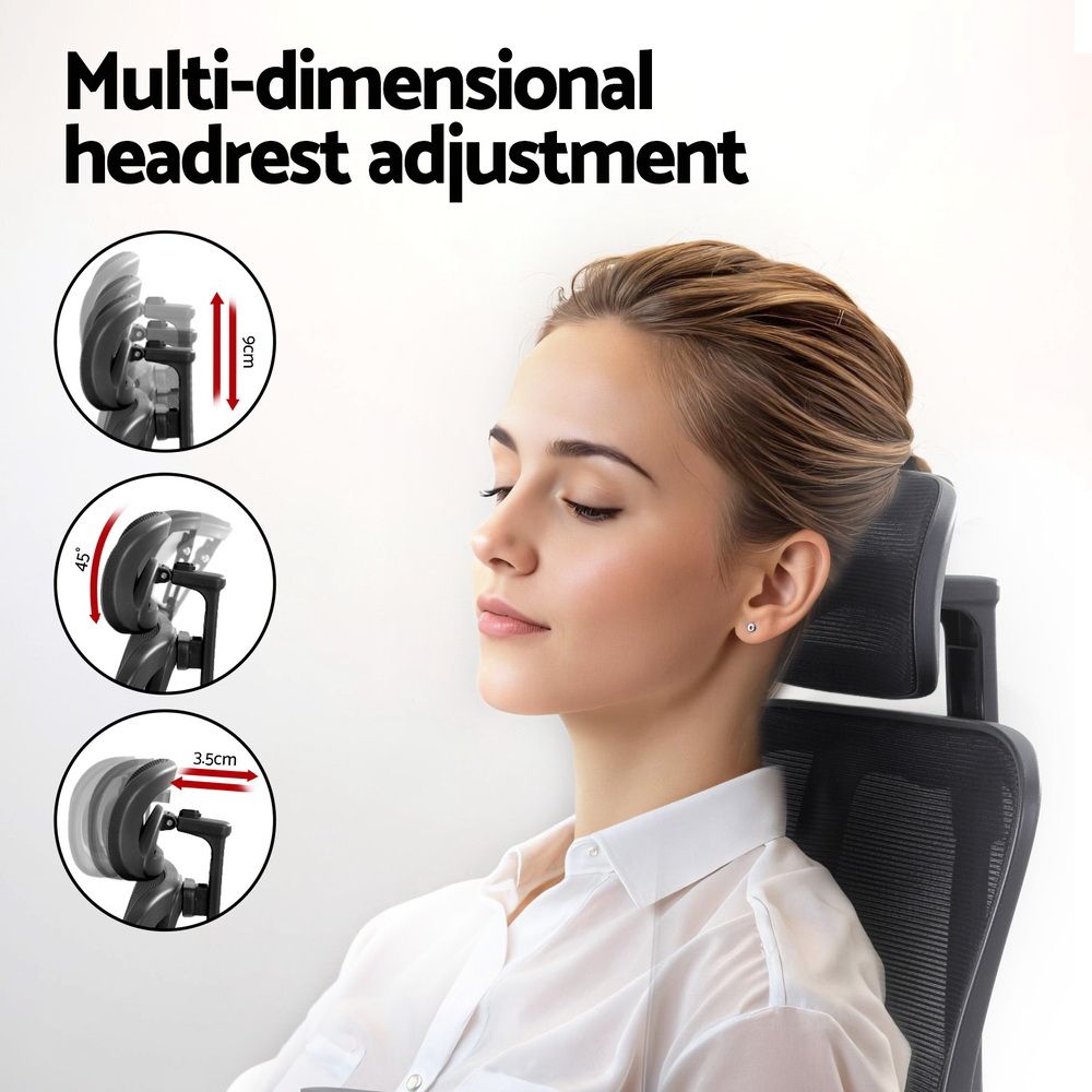 Denham black mesh ergonomic office chair with footrest