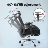 Denham black mesh ergonomic office chair with footrest