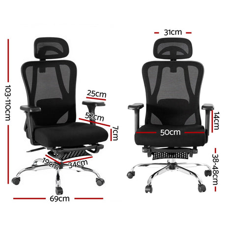 Artiss Ergonomic High-Back Mesh Office Chair Black Fully Adjustable — Allure Home Collections