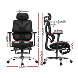Dunsborough black ergonomic mesh office chair with footrest