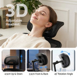 Dunsborough black ergonomic mesh office chair with footrest