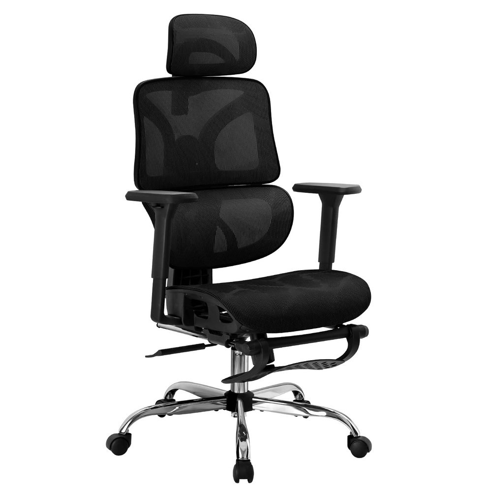 Artiss Black Ergonomic Office Chair with Retractable Footrest — Allure Home Collections